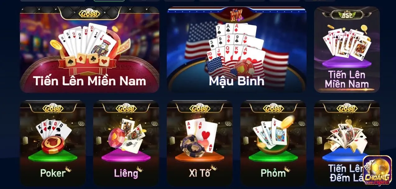 Những game bài hot tại Choangclub