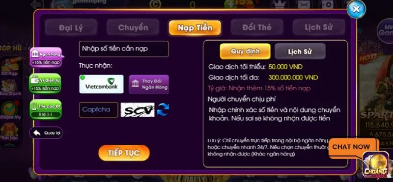 Các phương thức nạp tiền choangclub đang được áp dụng hiện nay